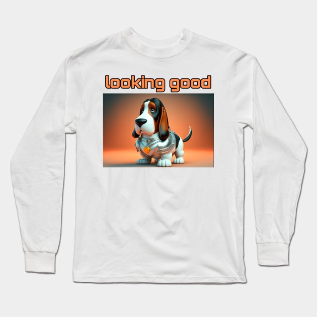 Basset Hound - Looking Good and dressed for success Long Sleeve T-Shirt by TheArtfulAI